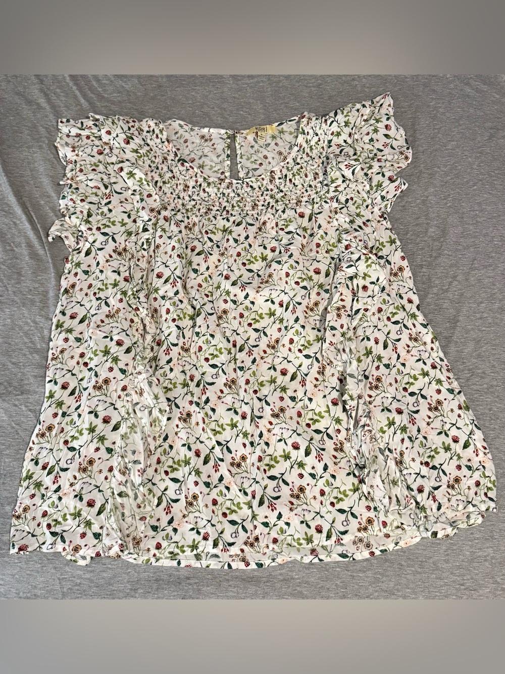 Floral Smocked Ruffle Sleeve Women’s Top